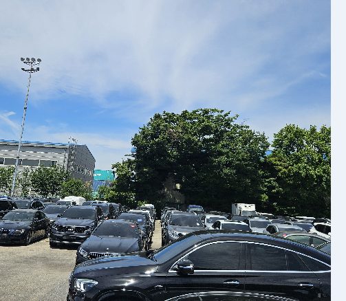 Vehicles at intake in the yard